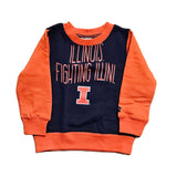 Orange and navy sweatshirt with 'Illinois Fighting Illini' text and logo on a white background