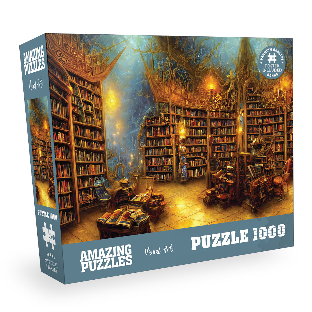 Magic Moon Library Puzzle 1000 Pieces For Adults, Night Book