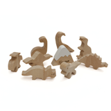 Dinosaur Wooden Toy Set – 10-Piece Montessori-Inspired Natural Beech Dinosaurs with Carry Bag – Safe, Handheld Figures for Toddlers & Kids Ages 3+