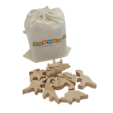 Dinosaur Wooden Toy Set – 10-Piece Montessori-Inspired Natural Beech Dinosaurs with Carry Bag – Safe, Handheld Figures for Toddlers & Kids Ages 3+