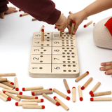 Montessori Wooden Counting Toy – Number Learning Set with Red Pegs & Bag | Educational Preschool Math Game for Toddlers Ages 3+ | Natural Wood, Fine Motor Skill Development