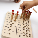 Montessori Wooden Counting Toy – Number Learning Set with Red Pegs & Bag | Educational Preschool Math Game for Toddlers Ages 3+ | Natural Wood, Fine Motor Skill Development