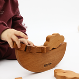 Sky Balance Game – Montessori Wooden Stacking Toy for Kids & Adults – 100% Natural Beech Wood, Handmade & Non-Toxic – Educational Family Game for Focus, Coordination & Patience – Ages 3+