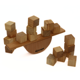 Cube Balance Game – Montessori Wooden Stacking Toy with 20 Cubes & Base – 100% Natural Beech Wood, Handmade & Non-Toxic – Fine Motor Skill Toy for Kids & Adults – Ages 3+