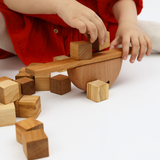 Cube Balance Game – Montessori Wooden Stacking Toy with 20 Cubes & Base – 100% Natural Beech Wood, Handmade & Non-Toxic – Fine Motor Skill Toy for Kids & Adults – Ages 3+