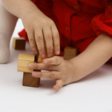 Cube Balance Game – Montessori Wooden Stacking Toy with 20 Cubes & Base – 100% Natural Beech Wood, Handmade & Non-Toxic – Fine Motor Skill Toy for Kids & Adults – Ages 3+