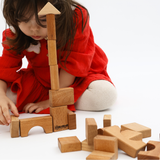 Natural Beech Wood Building Blocks – 30-Piece Montessori Wooden Stacking Set for Toddlers | Handmade, Non-Toxic, Polished with Olive Oil | Ages 3+