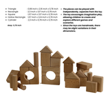 Natural Beech Wood Building Blocks – 30-Piece Montessori Wooden Stacking Set for Toddlers | Handmade, Non-Toxic, Polished with Olive Oil | Ages 3+