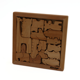 Animal Kingdom Wooden Puzzle – 17-Piece Montessori Toy for Toddlers Ages 3+ – 100% Natural Beech Wood, Non-Toxic, Handmade – Educational Animal Shape Sorter for Fine Motor & Cognitive Skills