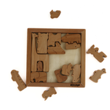 Animal Kingdom Wooden Puzzle – 17-Piece Montessori Toy for Toddlers Ages 3+ – 100% Natural Beech Wood, Non-Toxic, Handmade – Educational Animal Shape Sorter for Fine Motor & Cognitive Skills