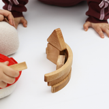 Natural Beech Wooden Shape Sorter – Montessori Waldorf Toy for Toddlers | Fine Motor Skills, Balance & Shape Recognition | Handcrafted Educational Toy for Kids Ages 3+