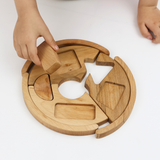 Natural Beech Wooden Shape Sorter – Montessori Waldorf Toy for Toddlers | Fine Motor Skills, Balance & Shape Recognition | Handcrafted Educational Toy for Kids Ages 3+