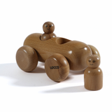Wooden Sausage Car with Two Peg Dolls – Montessori Toy for Toddlers (Ages 3+)