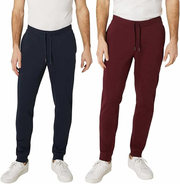 Weatherproof Vintage Men's 2 Pack French Terry Slim Tapered Fit Everyday Jogger Pant with Flex Waistband