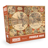 AMAZING PUZZLES 1000 Piece Jigsaw Puzzle for Kids and Adults 19x27in - Old World Map