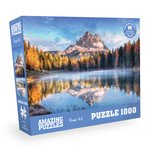 AMAZING PUZZLES 1000 Piece Jigsaw Puzzle for Kids and Adults 19x27in Poster Included - Lake Antorno, Italy