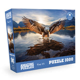 AMAZING PUZZLES 1000 Piece Jigsaw Puzzle for Kids and Adults 19x27in Poster Included - Hunting Eagle