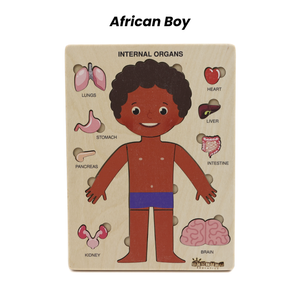 Montessori Wooden Human Body Puzzle – Six Character Anatomy Toy for Kids, Includes Organs & Stand, STEM Educational (Ages 3+)