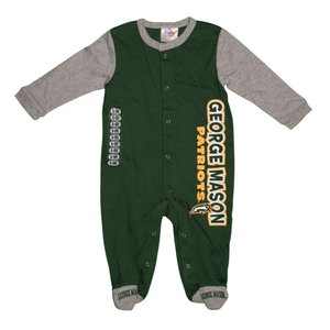 NCAA GMU George Mason University Patriots Baby Long Sleeve Romper with Bib