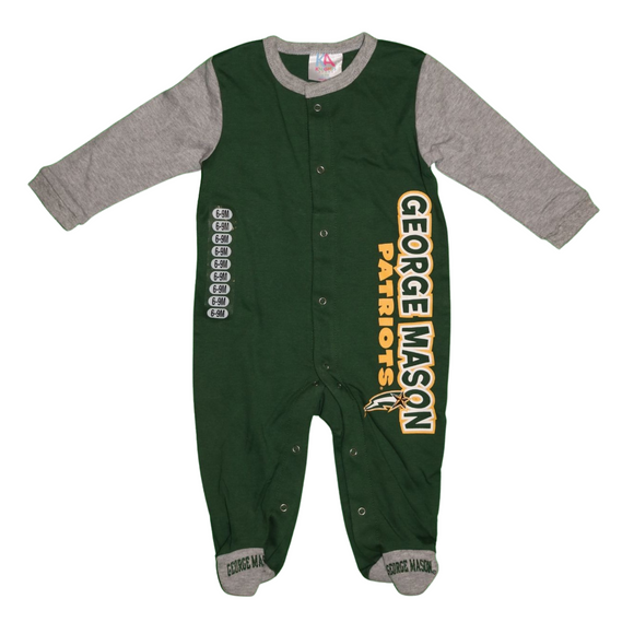 NCAA GMU George Mason University Patriots Baby Long Sleeve Romper with Bib