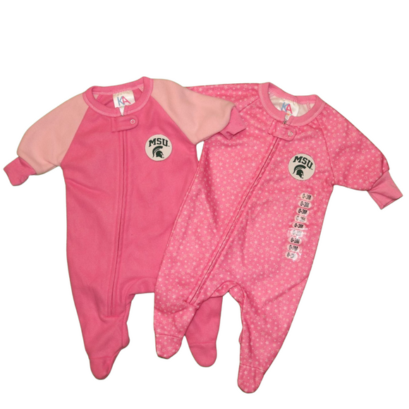 NCAA Michigan State University Spartans Baby Long Sleeve Blanket Sleeper (Pink)