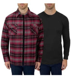 Jachs New York Men's 2 Pack Thermal and Brawny Flannel Shirt