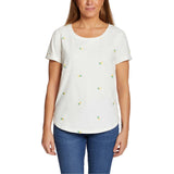 Vintage America Women's Pineapple Embroidered Relaxed Fit Tee Lightweight Cotton Blend T-Shirt, Large
