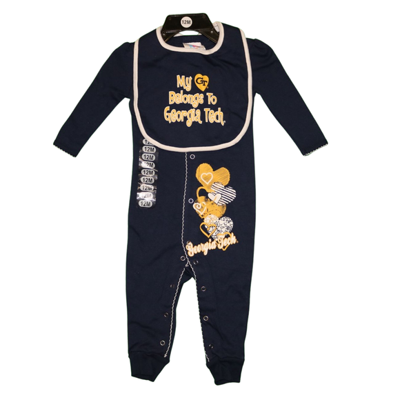 NCAA Georgia Tech University Yellow Jackets Baby Bodysuit with Bib