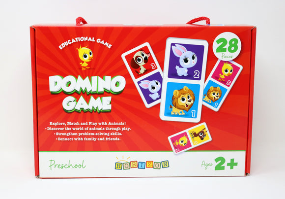 Horizon Educational Puzzle Domino Game for Children Ages 2+: Animal World Adventure for Family Fun, 28 Cards