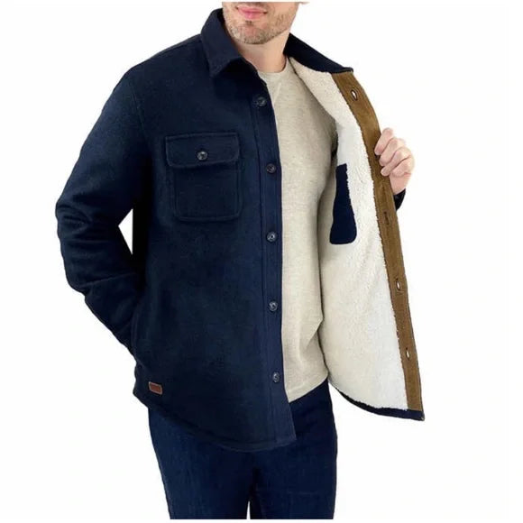 Jachs New York Men's Wool Blend Sherpa Lined Shirt Jacket