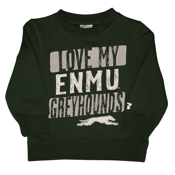 NCAA ENMU Eastern New Mexico University Love My Greyhounds Toddlers’ Long Sleeve Crew Neck Fleece