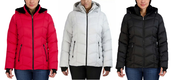 Nautica Women's Hooded Midweight Puffer Jacket, Detachable Hood