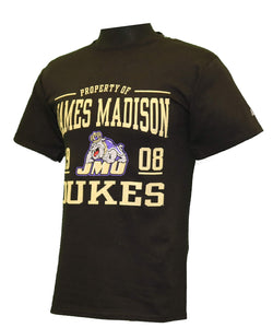 NCAA JMU James Madison University Mens' 1908 Dukes Cotton Crew Neck Tee (Black)