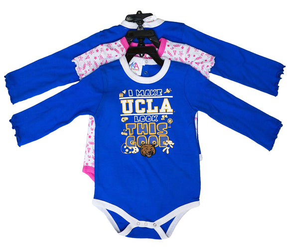 NCAA UCLA Bruins 3 Piece Raglan Romper Infant Toddler Dress