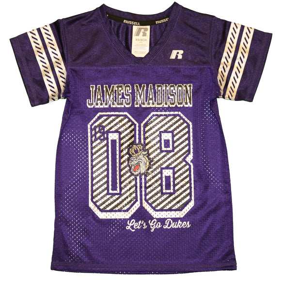 NCAA JMU James Madison University Girls' Short Sleeve Mesh V-Neck Jersey