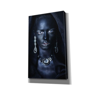 Woman Portrait with Earrings and Necklace Wrapped Wall Art Picture Print Canvas