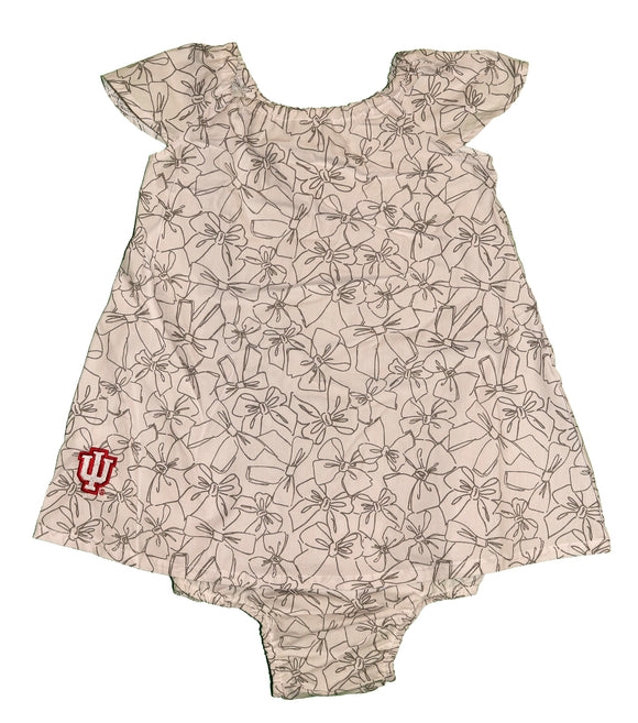 NCAA IU Indiana University Hoosiers Infant Toddler 2-Piece Cap Sleeves Dress with Bloomer Set