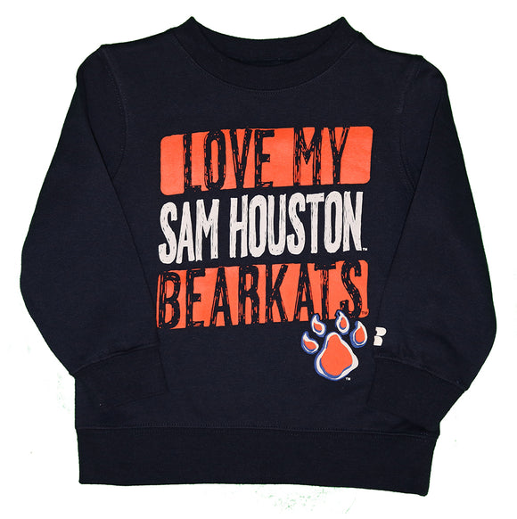 NCAA SHSU Sam Houston State University Love My Bearkats Toddlers' Crew Neck Fleece