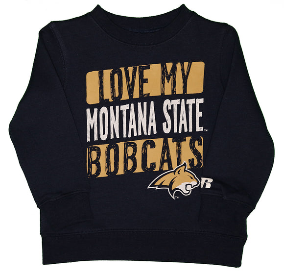 NCAA MSU Montana State University Love My Bobcats Toddlers' Crew Neck Fleece