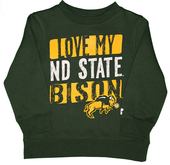 NCAA NDSU North Dakota State University Love My Bison Toddlers' Crew Neck Fleece