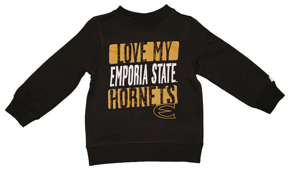 NCAA ESU Emporia State University Love My Hornets Toddlers' Crew Neck Fleece